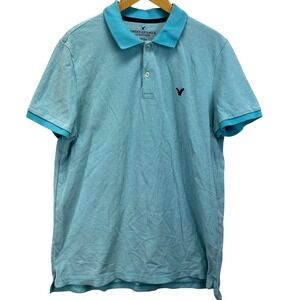 American Eagle Outfitters Classic Fit Polo Shirt Mens XL Turquoise READ